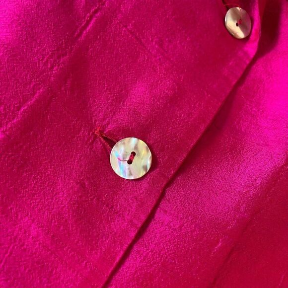 Italian pure silk 3/4 sleeve elegant boxy jacket w/pockets, shell buttons - Picture 8 of 13